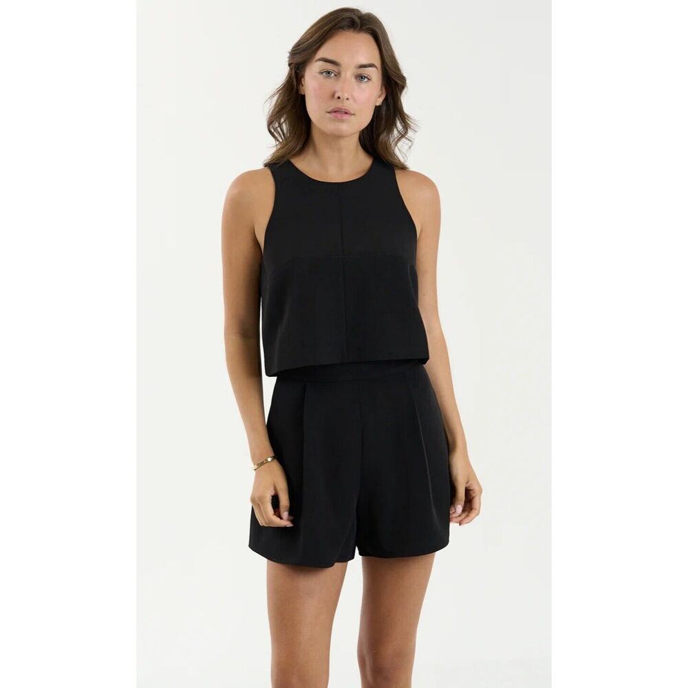 Anthropologie Black Sleeveless Layered Crop Top